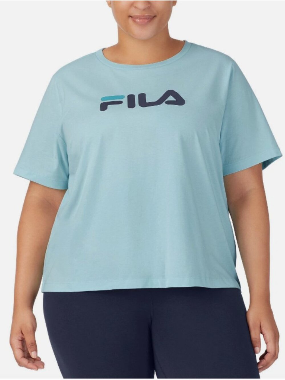 Fila Women's Plus Size T-Shirt Blue Logo 1X, 2X